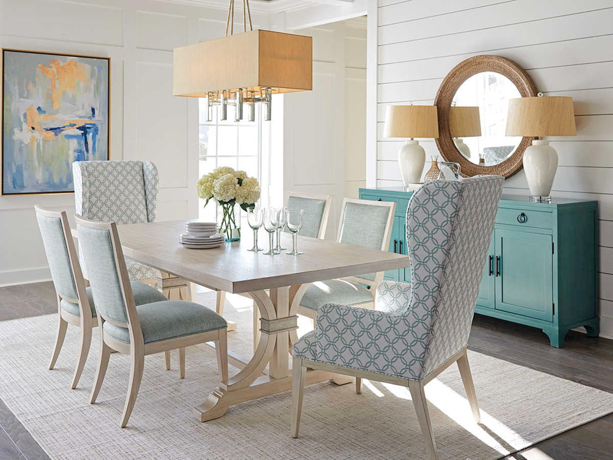 Oceanfront 88 Inch Rectangle Dining Table in Sailcloth Finish