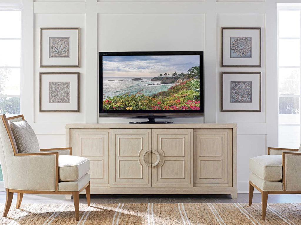 Newport Leeward 78-Inch Media Console with Sliding Bypass Doors in Sailcloth Wood
