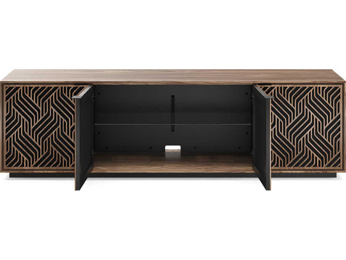 Elements 8703-WE Media Cabinet with Weave Doors in Natural Walnut