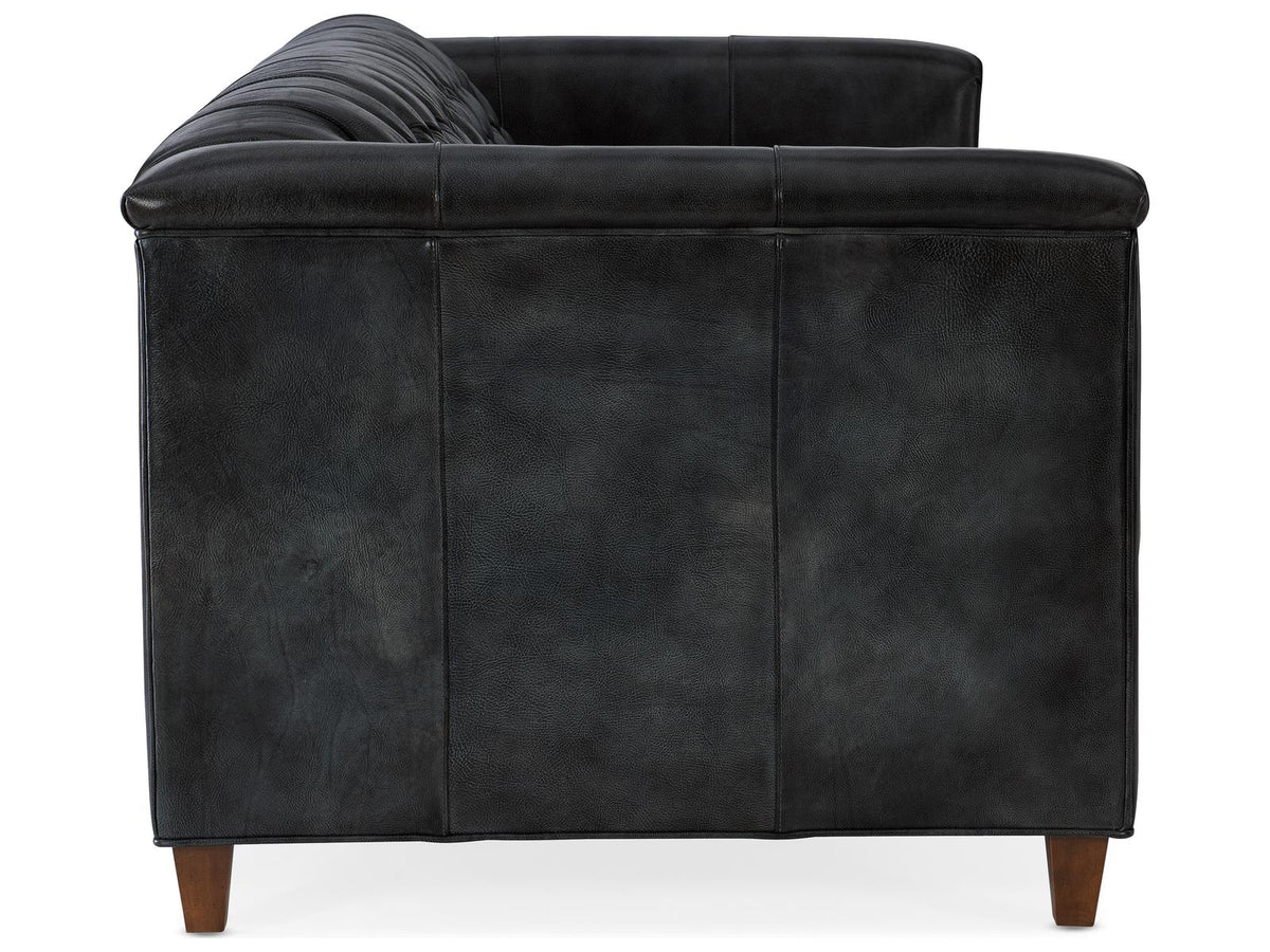 Jaden Tufted Leather Stationary Sofa with 8-Way Hand Tied Construction