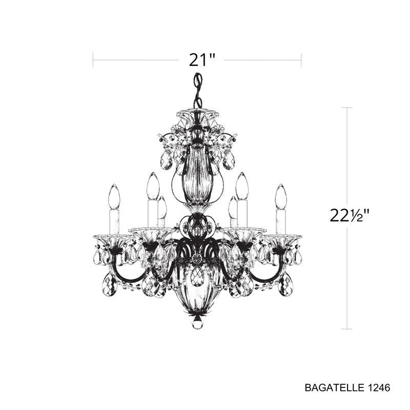 Bagatelle 6 Light 21in x 22.5in Chandelier in Heirloom Bronze with Clear Radiance Crystals