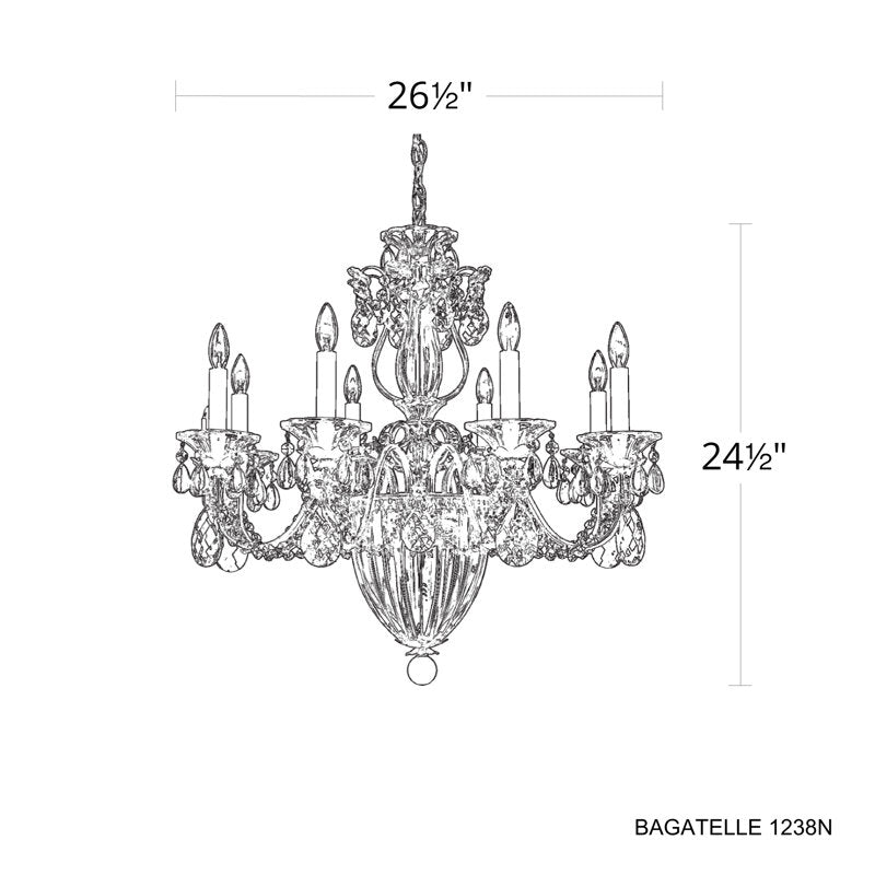 Bagatelle 8 Light 26.5in x 24.5in Chandelier in Antique Silver with Clear Heritage Handcut Crystals