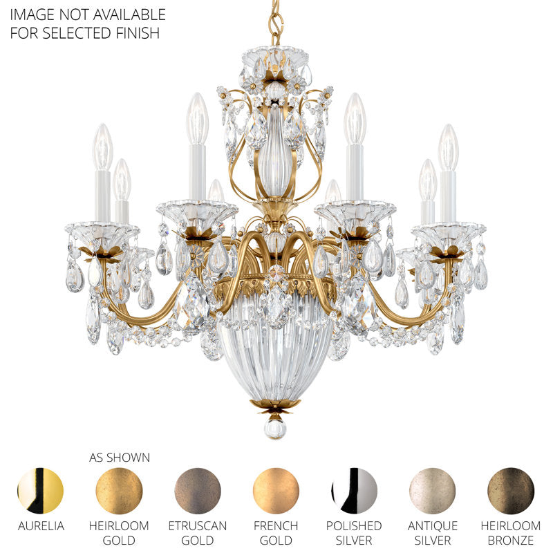 Bagatelle 8 Light 26.5in x 24.5in Chandelier in Antique Silver with Clear Heritage Handcut Crystals
