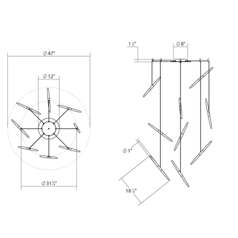 Ballet 9 - Light LED Chandelier