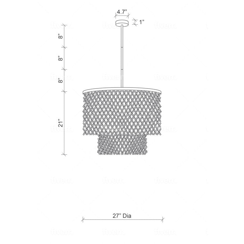 Beaded Imfibinga Bead 3-Tier Chandelier