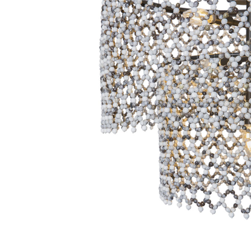 Beaded Imfibinga Bead 3-Tier Chandelier