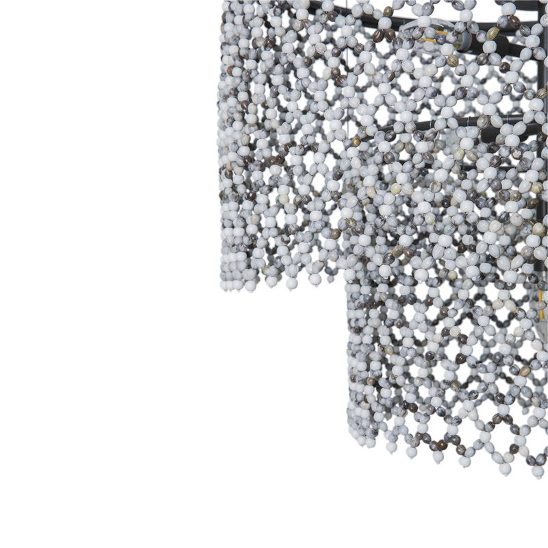 Beaded Imfibinga Bead 3-Tier Chandelier