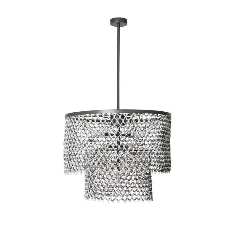 Beaded Imfibinga Bead 3-Tier Chandelier