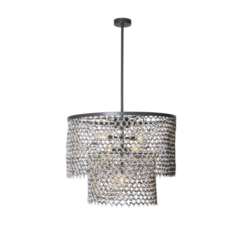 Beaded Imfibinga Bead 3-Tier Chandelier