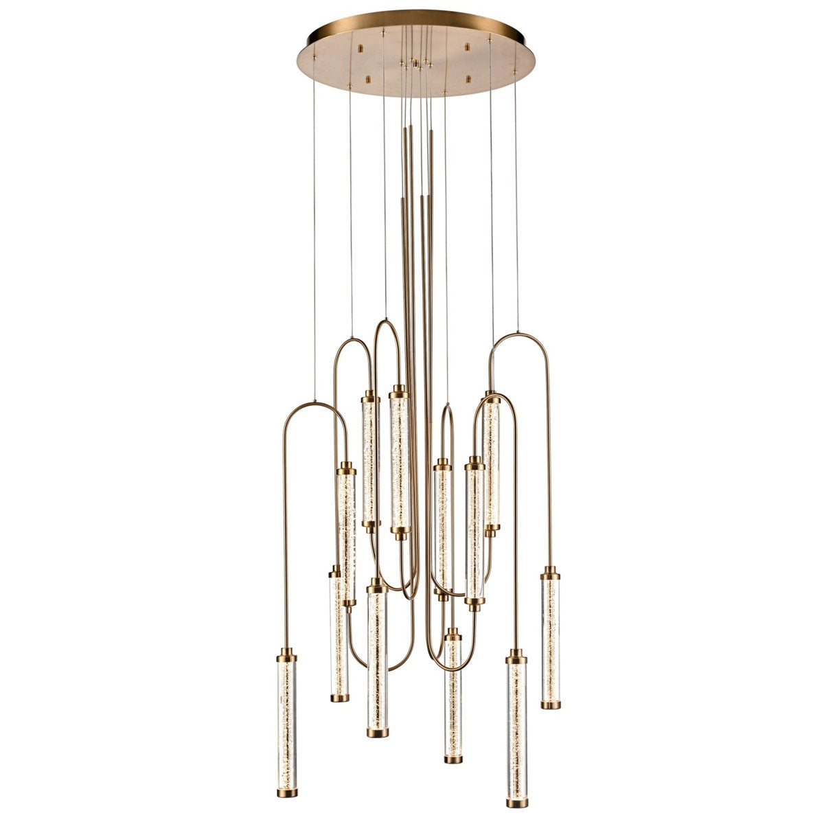 Belvedere 12-light 31"w Led Pendant In Antiqued Brass/clear Glass