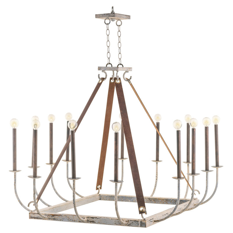 Bend Chandelier With Leather Accents