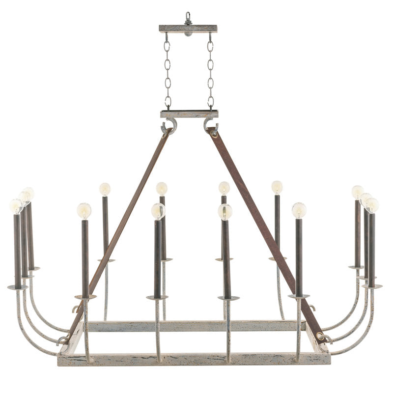 Bend Chandelier With Leather Accents