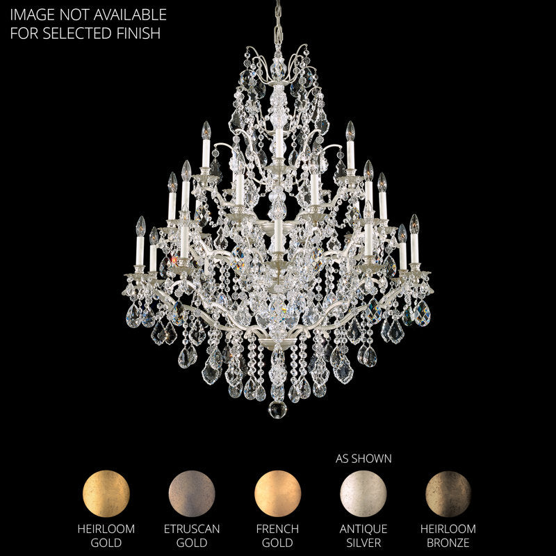 Bordeaux 25 Light 40in x 48in Three-Tier Chandelier in Heirloom Gold with Clear Heritage Handcut Crystals