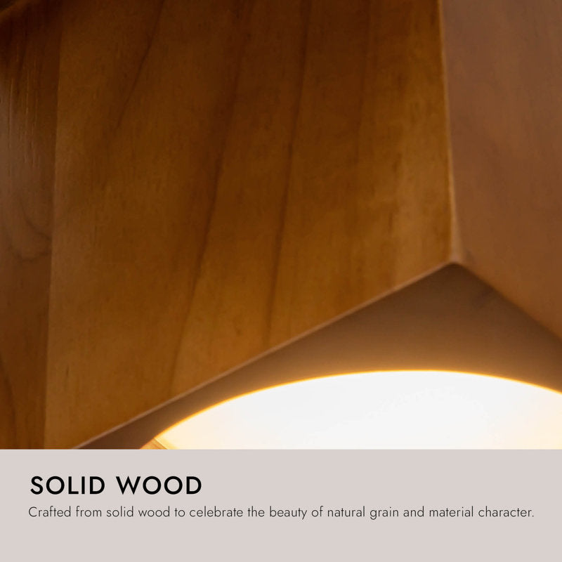 Bosco 35-in Solid Wood Dimmable LED Chandelier with Natural Oak Finish