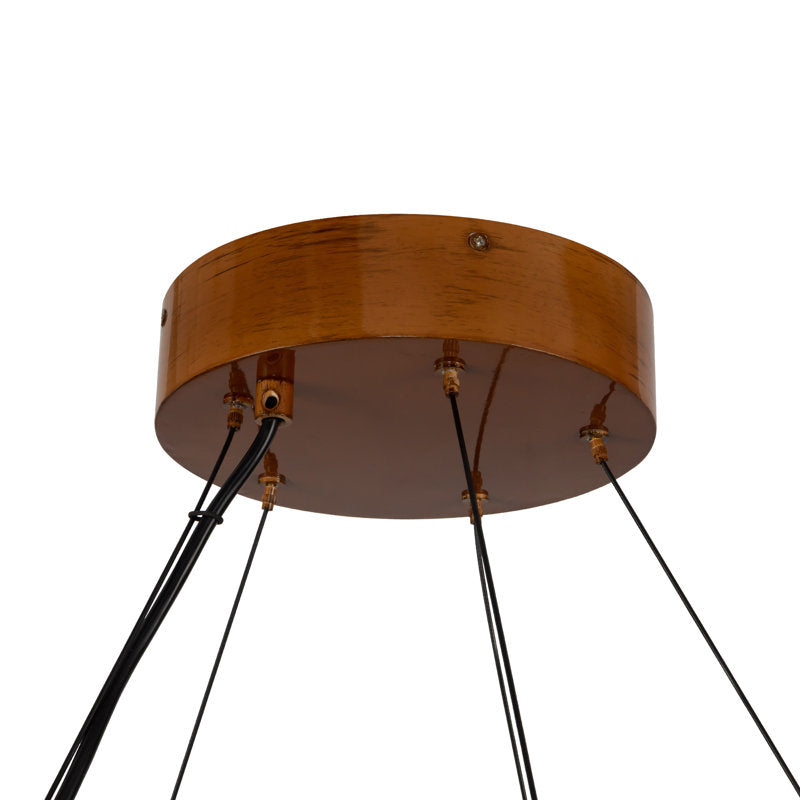 Bosco 35-in Solid Wood Dimmable LED Chandelier with Natural Oak Finish