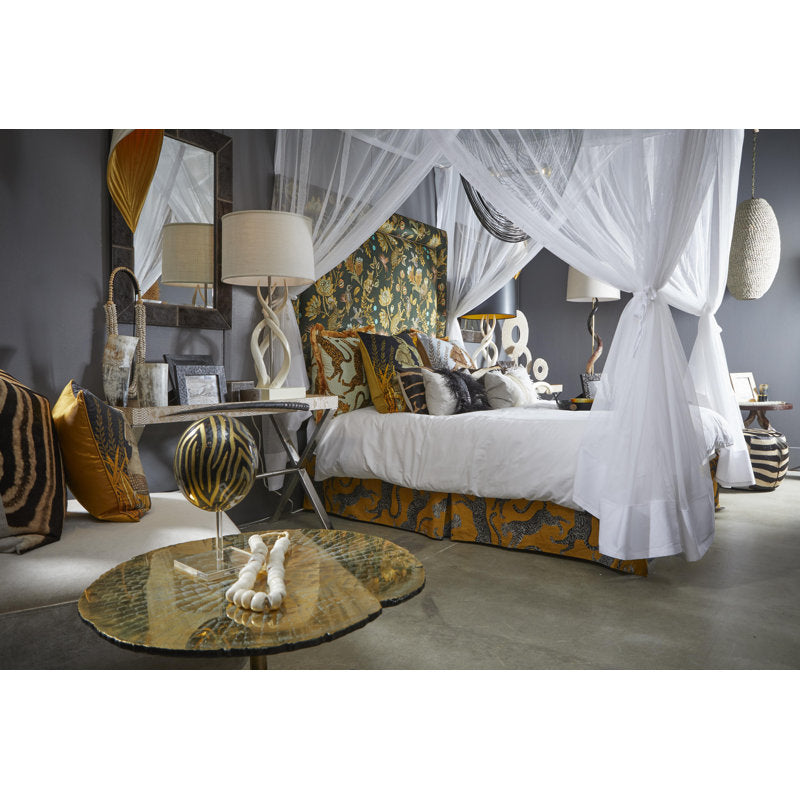 Brass &amp; Leather Fringe Chandelier