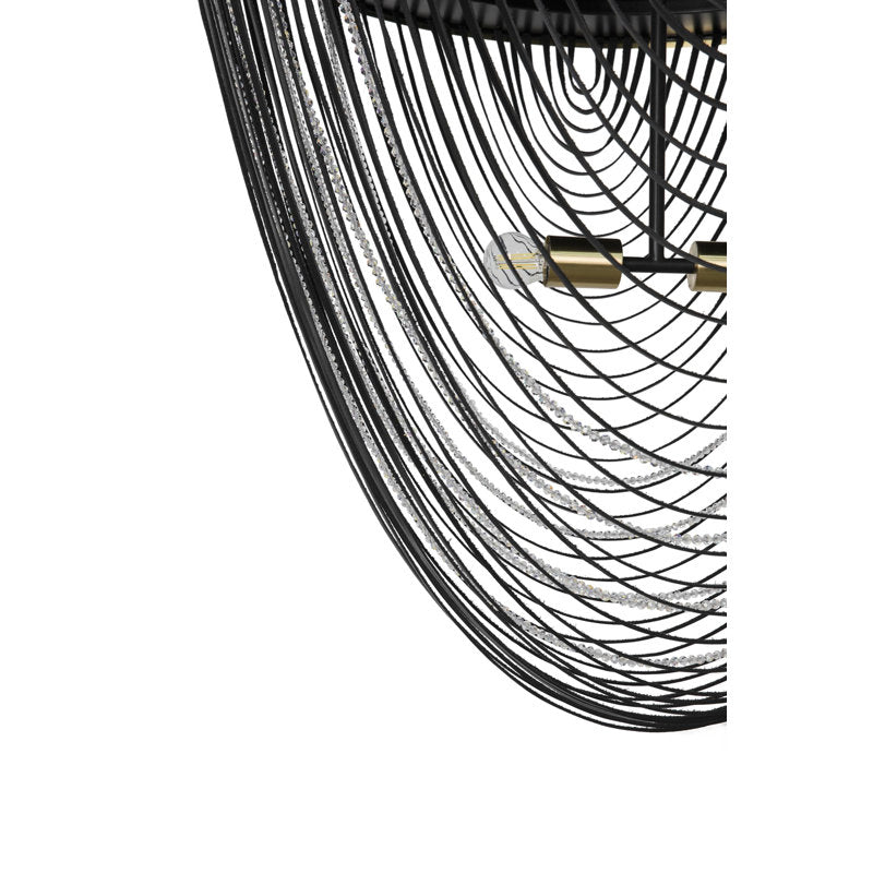 Brass &amp; Leather Fringe Chandelier