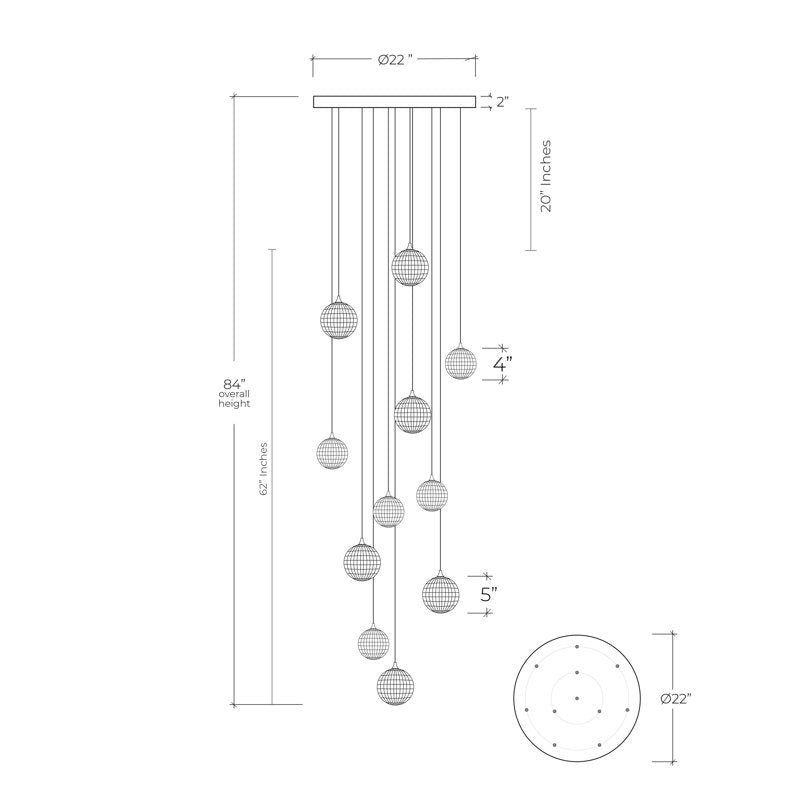 Breeze 11 Amber Glass Pendants Chandelier