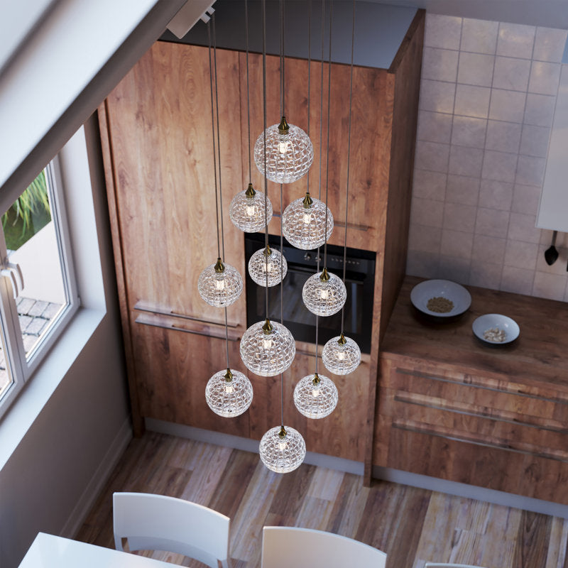 Breeze 11 Clear Glass Pendants Chandelier