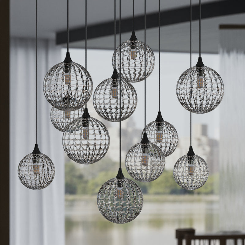 Breeze 11 Grey Glass Pendants Chandelier