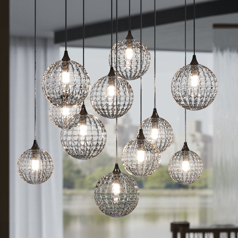 Breeze 11 Grey Glass Pendants Chandelier