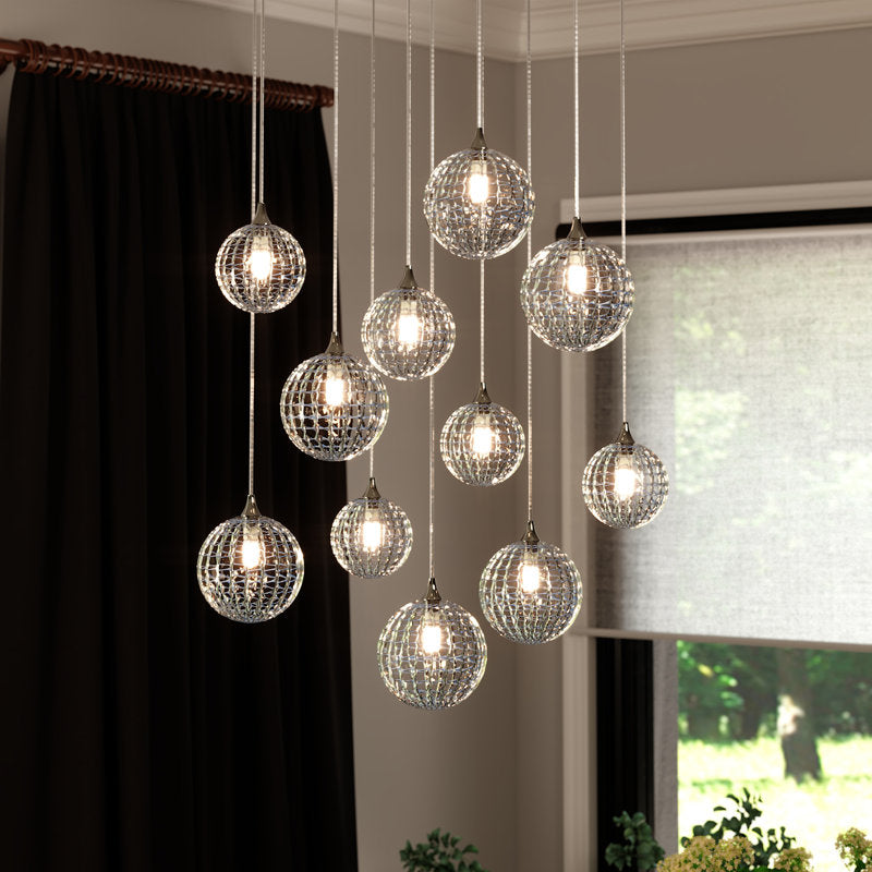 Breeze 11 Grey Glass Pendants Chandelier