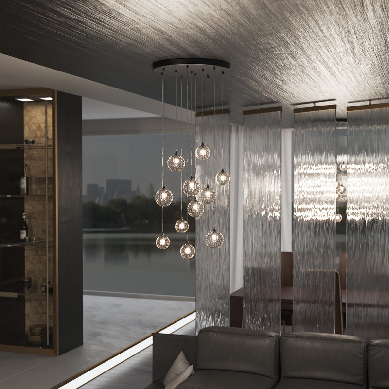 Breeze 11 Grey Glass Pendants Chandelier