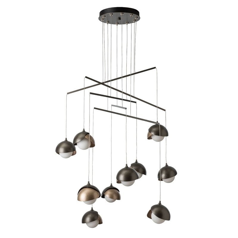 Brooklyn 10-Light Double Shade Mobile Pendant - Bronze - Sterling - Long Overall Height