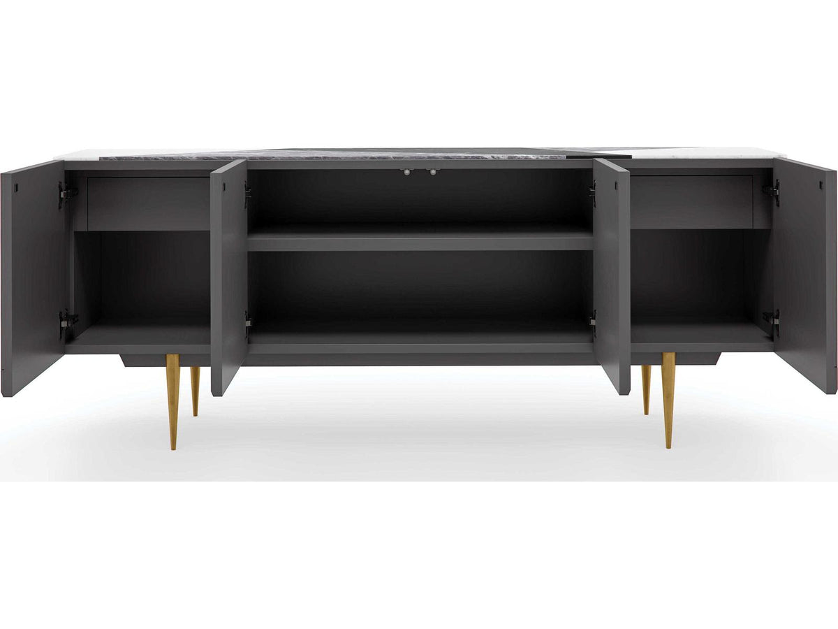 Over The Edge Sideboard in Warm Slate and Champagne Gold