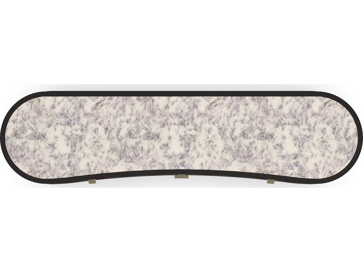 Classic Glace Kidney Bean Sideboard in Almost Black and Polished Silver