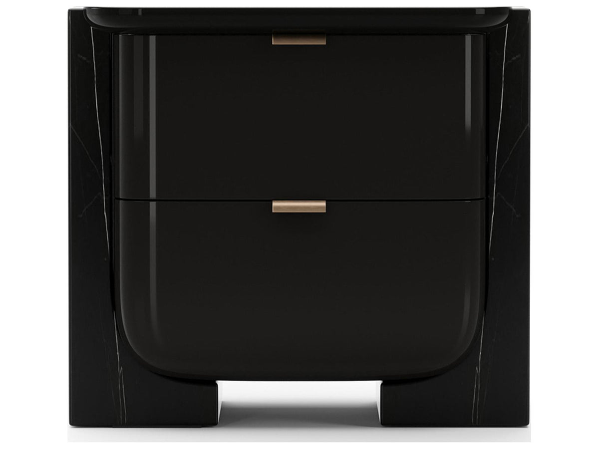 Overlap Small Nightstand Dark in Piano Black and Whisper of Gold