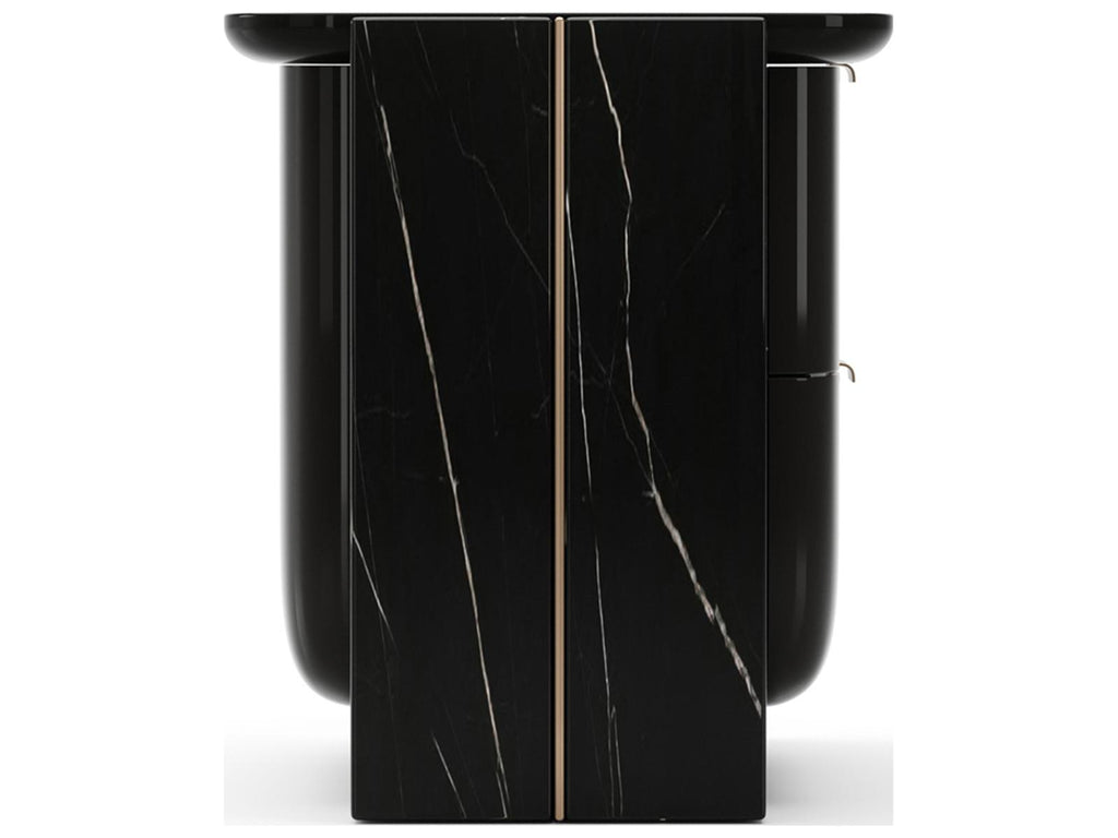 Overlap Small Nightstand Dark in Piano Black and Whisper of Gold