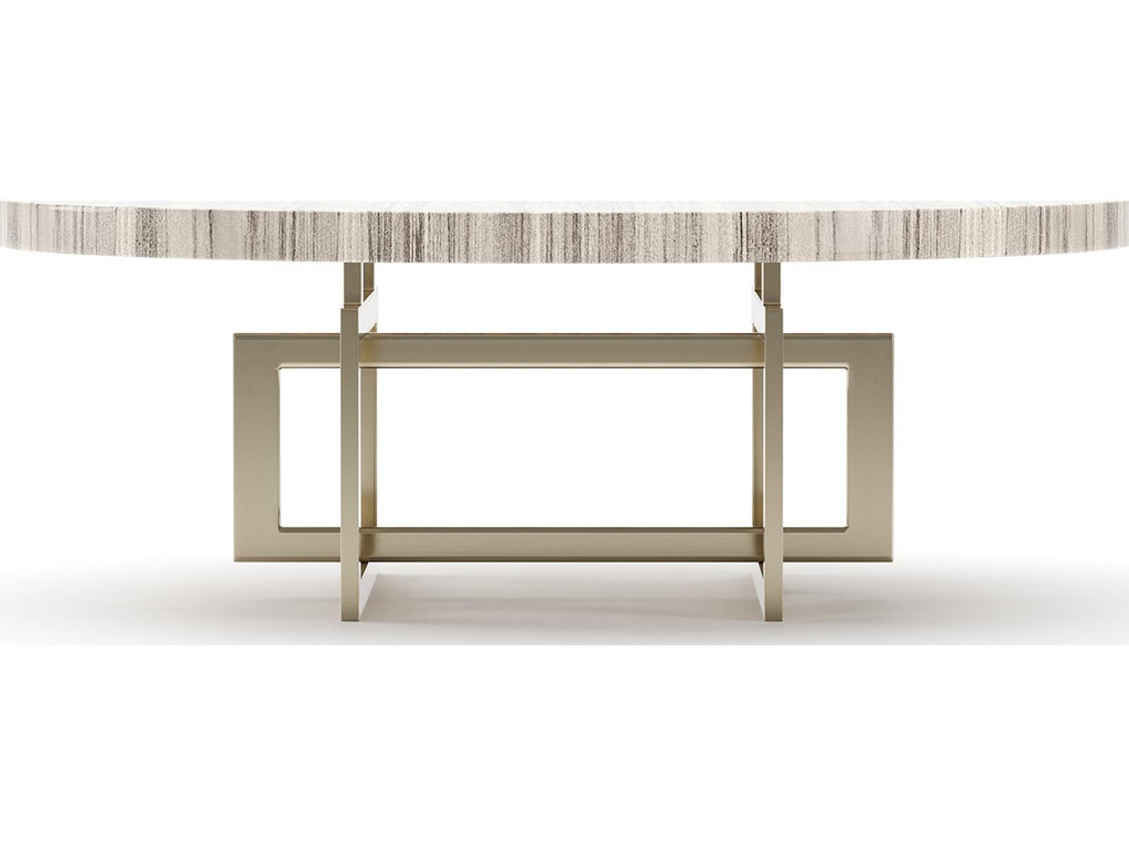 Wish You Were Here Round Coffee Table with Sandstone Top in Whisper of Gold