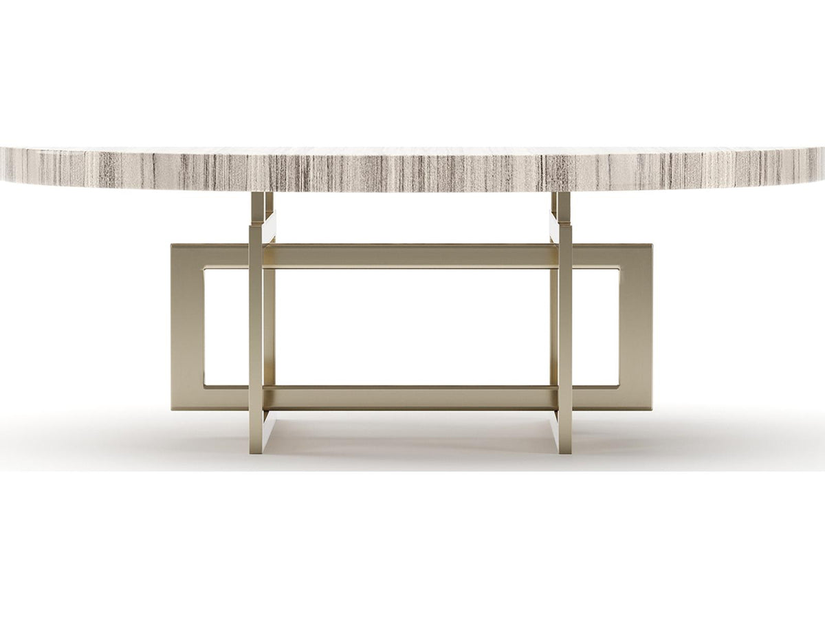 Wish You Were Here Round Coffee Table with Sandstone Top in Whisper of Gold
