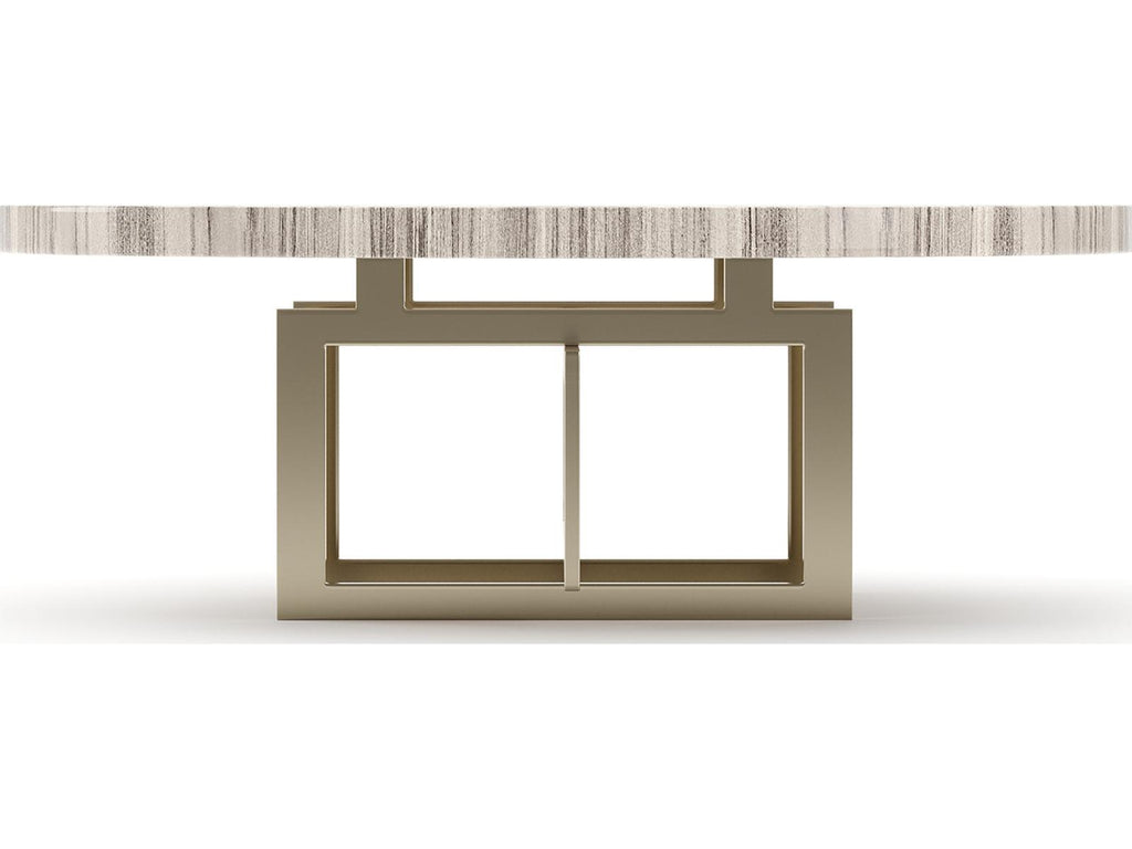 Wish You Were Here Round Coffee Table with Sandstone Top in Whisper of Gold