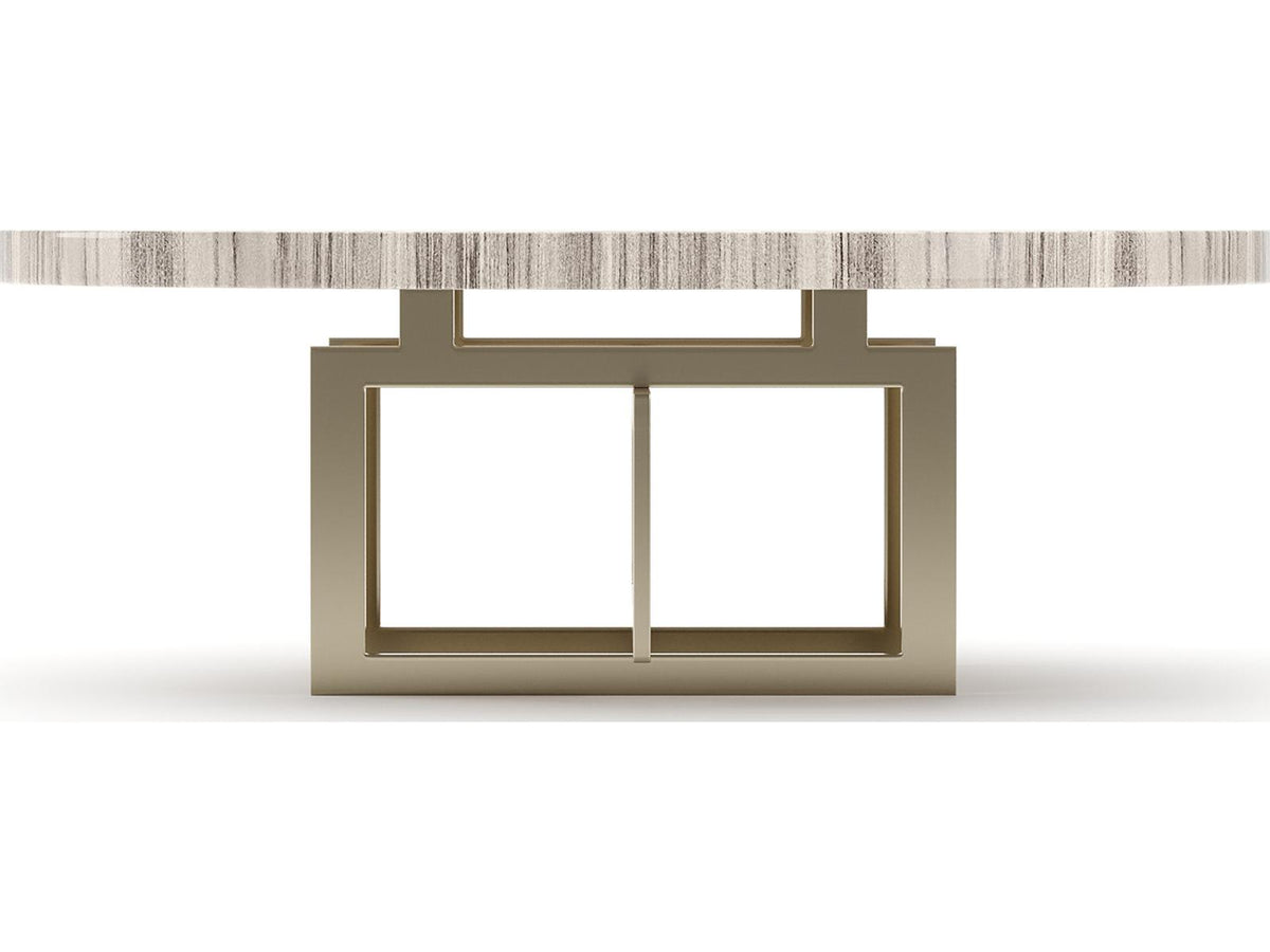Wish You Were Here Round Coffee Table with Sandstone Top in Whisper of Gold