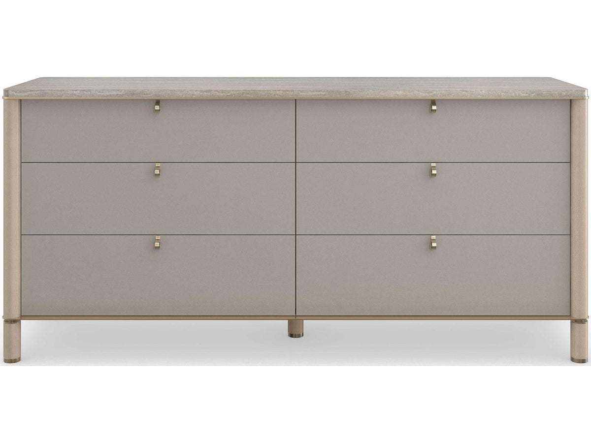 Modern Principles Balance Dresser with Silver Travertine Top and Lucent Bronze Accents