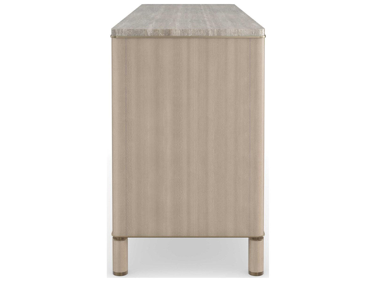 Modern Principles Balance Dresser with Silver Travertine Top and Lucent Bronze Accents