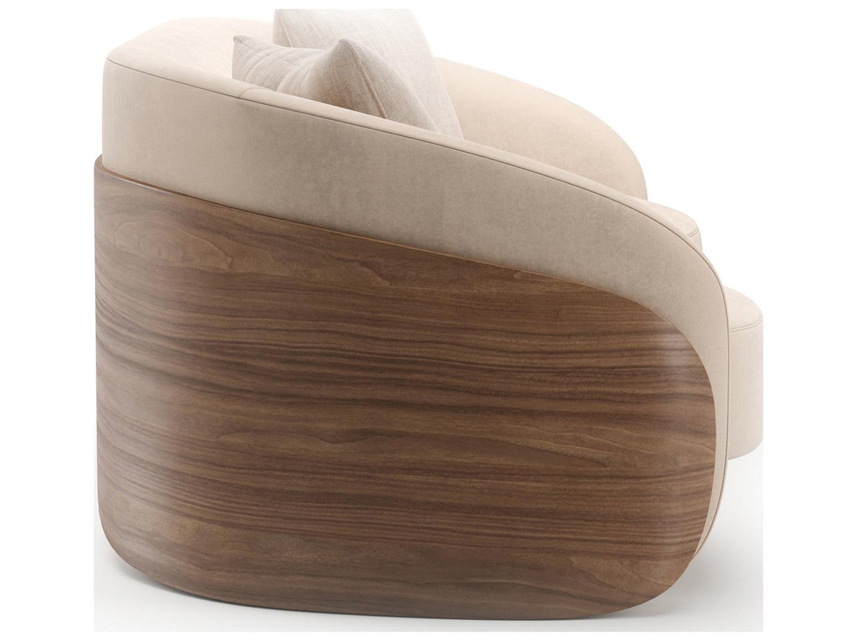 Fleur Wood Back 3-Seat Faux Mohair Sofa in Porcini