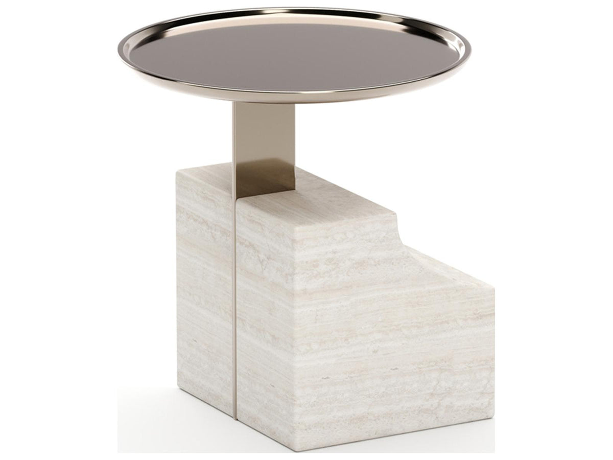 Overlap Round Stone End Table