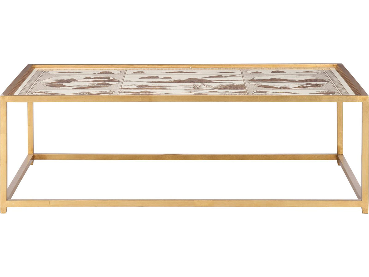Jamie Merida Rectangular Glass Gold Coffee Table