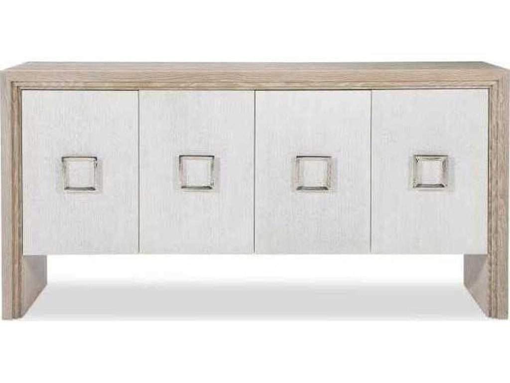 Wythe Four Door Credenza in Blonde Cerused Oak with Antique Brass Pulls