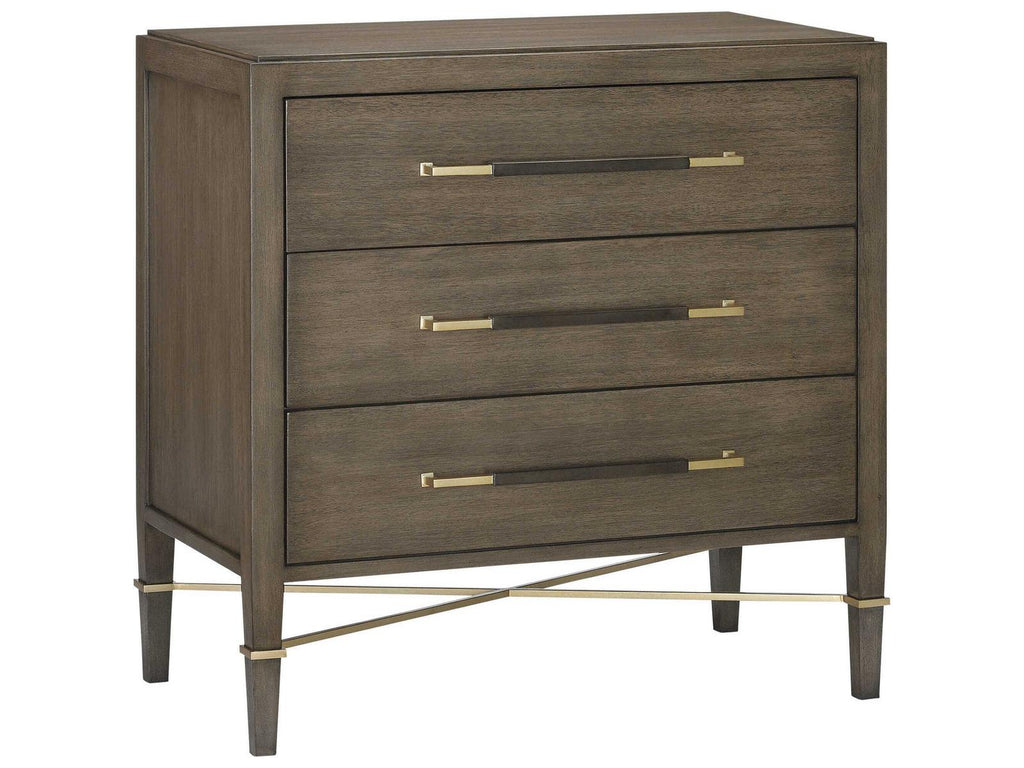 Currey and Company Verona Chanterelle 3-Drawer Chest in Mahogany and Champagne