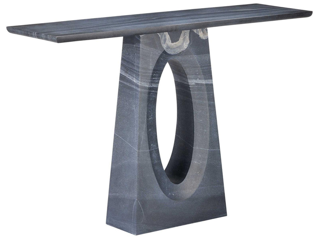 Currey and Company Demi Console Table in Black Bheslana Marble