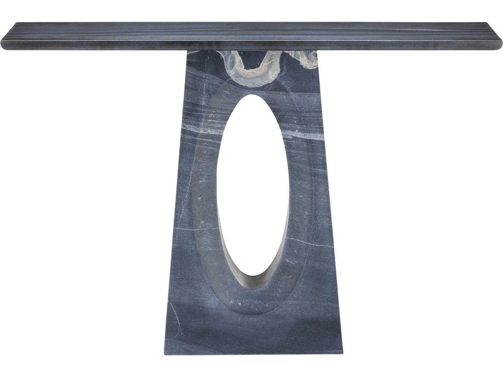 Currey and Company Demi Console Table in Black Bheslana Marble