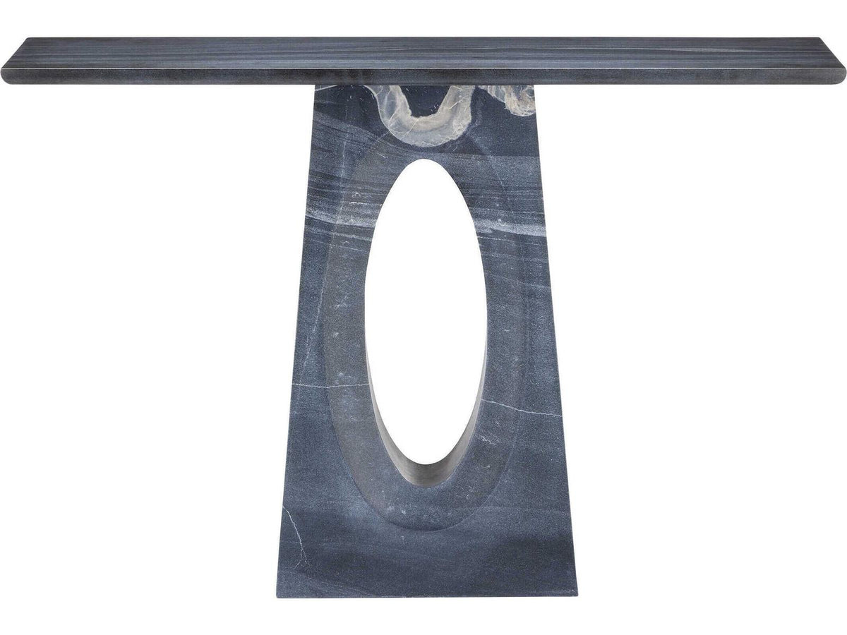 Currey and Company Demi Console Table in Black Bheslana Marble