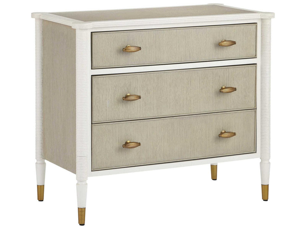 Aster Three-Drawer Chest Off-White Fog Polished Brass