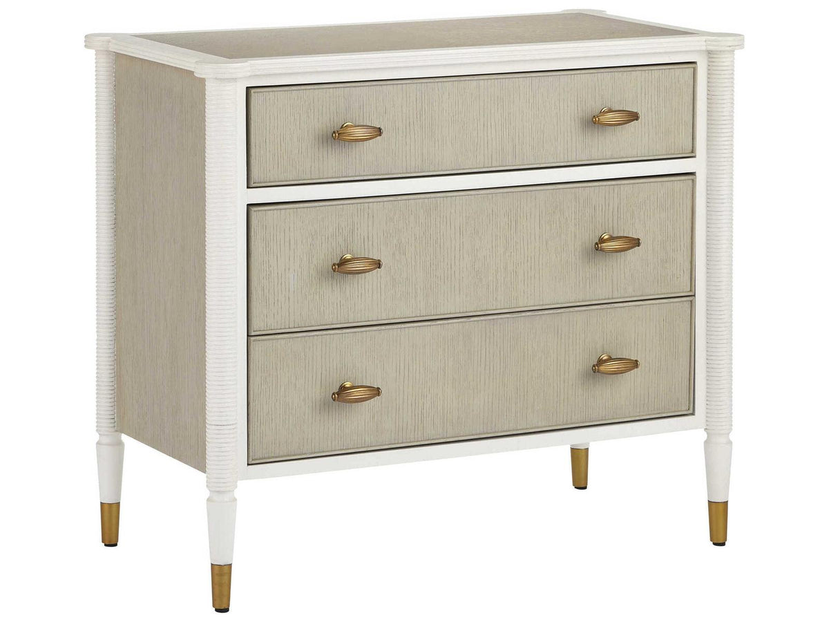 Aster Three-Drawer Chest Off-White Fog Polished Brass