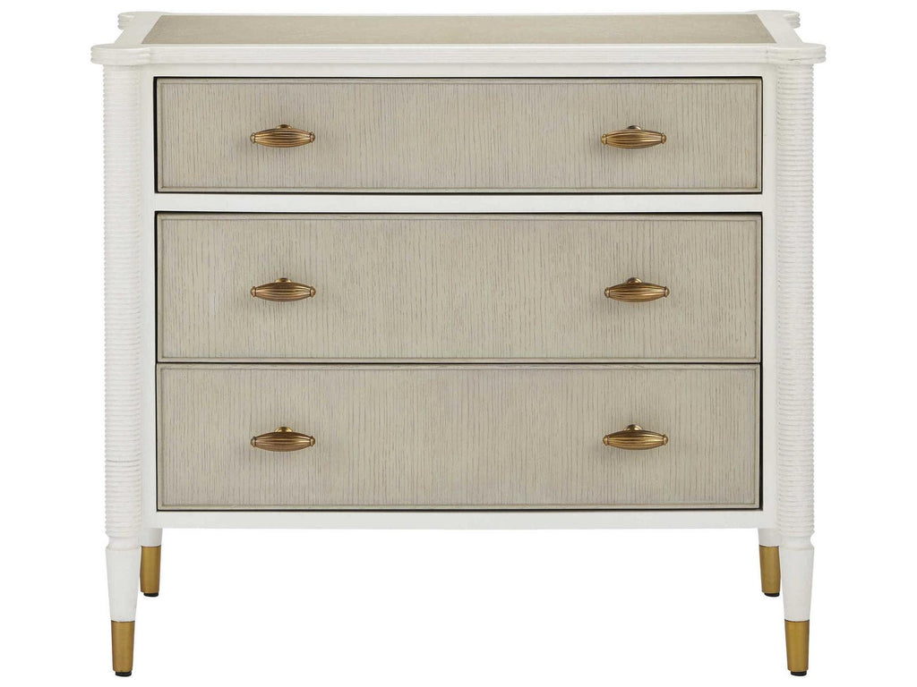 Aster Three-Drawer Chest Off-White Fog Polished Brass
