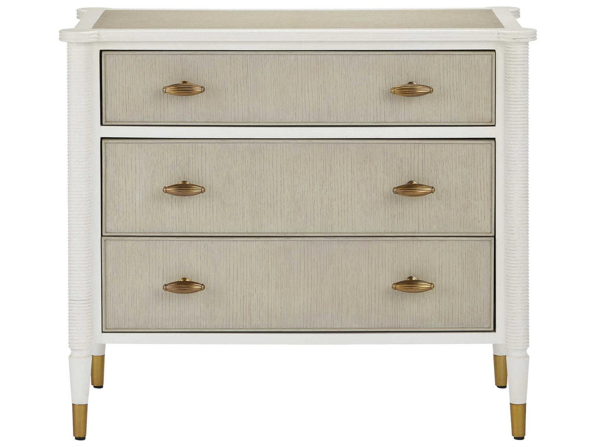 Aster Three-Drawer Chest Off-White Fog Polished Brass